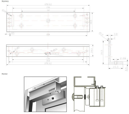 Scot BK-350WL uchwyt montażowy typu "L" do drzwi otwieranych na zewnątrz