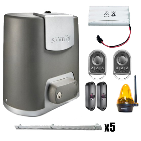 Somfy ELIXO 500 3S RTS Comfort Pack 1216364 zestaw automatyki do bram przesuwnych do 8 m i 500 kg, listwa