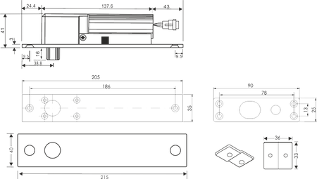 Scot EB-1300R elektrozamek trzpieniowy wpuszczany 800kg, rewersyjny (NO - drzwi otwarte bez napięcia), sygnalizacja, autoblokada, zwłoka czasowa