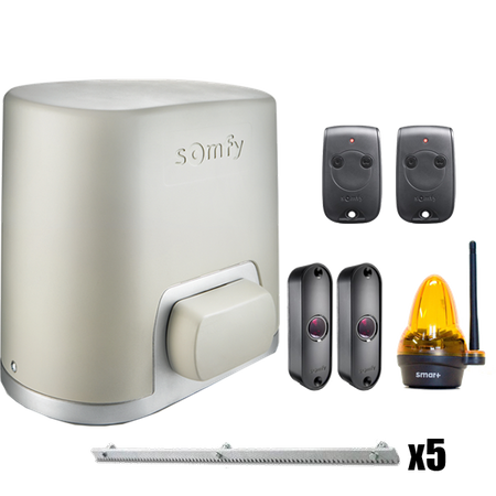 Somfy ELIXO OPTIMO 24 V RTS 1216413 zestaw automatyki do bram przesuwnych do 6 m i 300 kg, fotokomórki, lampa, listwa