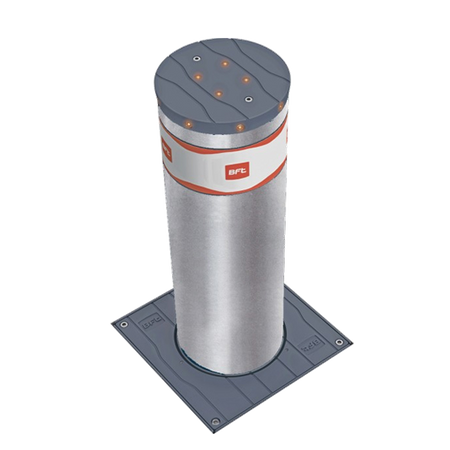 BFT RANCH B 219/500 LI stała zapora drogowa z oświetleniem LED, średnica cylindra 220 mm, wysokość 500 mm, wersja ze stali nierdzewnej