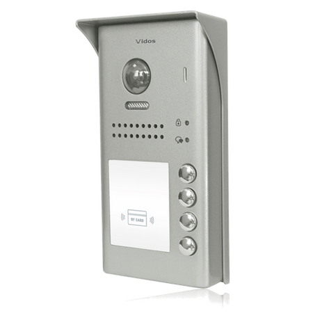 Vidos S1104A czteroabonentowa stacja bramowa wideodomofonu cyfrowego z wbudowanym czytnikiem zbliżeniowym Vidos DUO