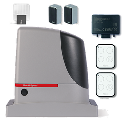 Nice RUN 1200HS HI-SPEED zestaw automatyki 24V do bram przesuwnych o ciężarze do 1200kg, zestaw z dwoma pilotami i lampą