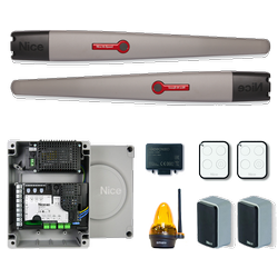 Nice TOONA TO6024HS HI-SPEED zestaw automatyki 24V do bram skrzydłowych o szerokości bramy do 12m, dla skrzydła o długości do 6m, zestaw z dwoma pilotami i lampą