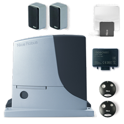 Nice ROBUS 600 zestaw automatyki 24V do bram przesuwnych o ciężarze do 600kg, zestaw z pilotami SMILO