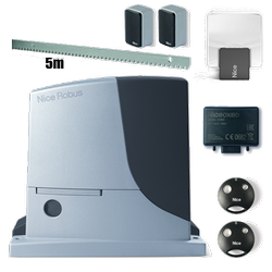Nice ROBUS 600 zestaw automatyki 24V do bram przesuwnych o wadze do 600kg zestaw z listwą i dwoma pilotami