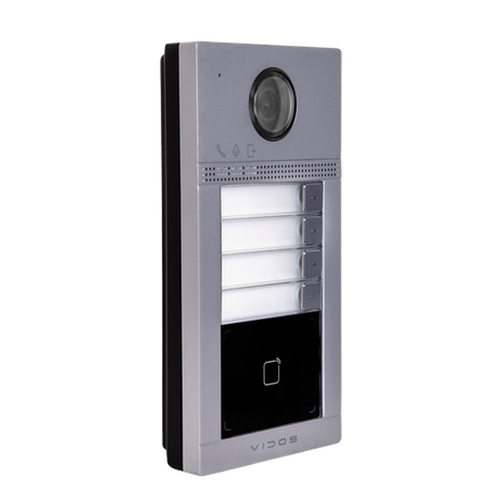 Vidos S2404-N czteroabonentowa stacja bramowa wideodomofonu z serii Villa z wbudowanym czytnikiem zbliżeniowym RFID montaż natynkowy