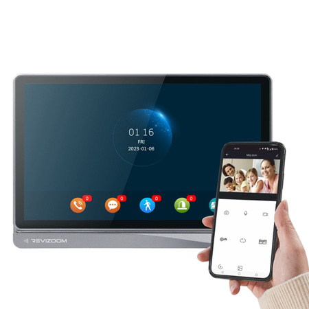 REVIZOOM RM-T404HDI BLACK dotykowy monitor 10" głośnomówiący z wbudowanym WiFi oraz modułem pamięci