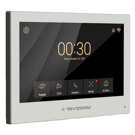 REVIZOOM RM-T273HD WHITE dotykowy monitor 7" głośnomówiący z wbudowanym WiFi oraz modułem pamięci