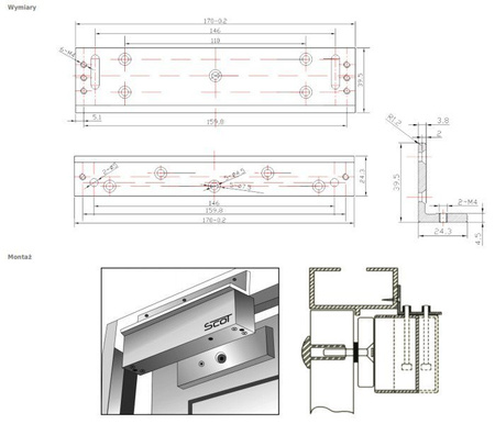 Scot BK-350L uchwyt montażowy typu "L" do drzwi otwieranych na zewnątrz