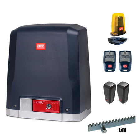 BFT DEIMOS ULTRA BT KIT A400 zestaw automatyki do bramy przesuwnej o wadze do 400 kg 24V zestaw z 2 pilotami, lampą i listwą