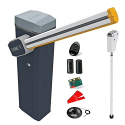 Came Gard GT8 szlaban 24V do intensywnego użytkowania z ramieniem o długości 6m, zestaw z pilotem, oświetleniem i podporą ruchomą