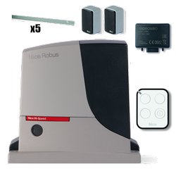 Nice ROBUS500HS zestaw automatyki 24V do bram przesuwnych o wadze do 500kg, wersja HI-SPEED zestaw z listwą zębatą