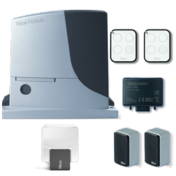 Nice ROBUS 600 zestaw automatyki 24V do bram przesuwnych o wadze do 600 kg, zestaw z lampą i dwoma pilotami