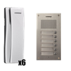 Commax Domofon wielorodzinny zestaw domofonowy stacja bramowa dla sześciu abonentów DR-6UM + 6 unifonów DP-SS
