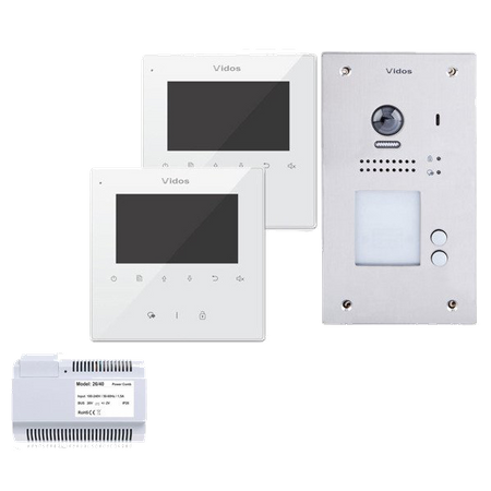 Vidos zestaw wideodomofonowy 2 monitory M1022W + kamera S1202A + zasilacz P24/18