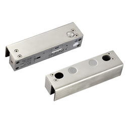 Scot EB-1500GR elektrozamek trzpieniowy do witryn szklanych 1000kg, rewersyjny (NO - drzwi otwarte bez napięcia), sygnalizacja, zwłoka czasowa