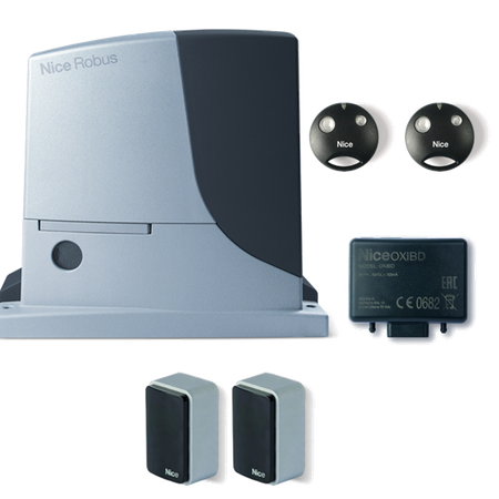 Nice ROBUS 600 zestaw automatyki 24V do bram przesuwnych o wadze do 600 kg, zestaw z pilotami SMILO