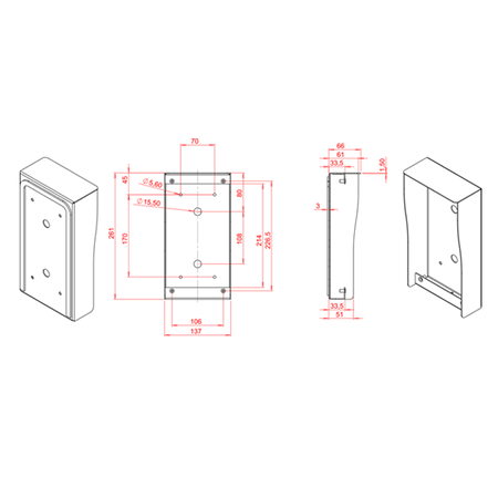 Commax OS-6NB osłona aluminiowa do montażu natynkowego stacji bramowej