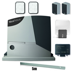 Nice ROBUS 400 zestaw automatyki 24V do bram przesuwnych o ciężarze do 400kg, zestaw z listwą zębatą i lampą