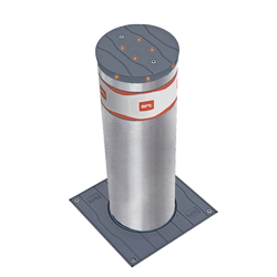 BFT RANCH B 219/700 LI stała zapora drogowa z oświetleniem LED, średnica cylindra 220 mm, wysokość 700 mm, wersja ze stali nierdzewnej