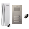 Commax Domofon wielorodzinny zestaw domofonowy stacja bramowa z czytnikiem RFID dla czterech abonentów DR-4UM/RFID + 4 unifony DP-SS