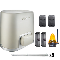 Somfy ELIXO OPTIMO 24 V RTS 1216413 zestaw automatyki do bram przesuwnych do 6 m i 300 kg, fotokomórki, lampa, listwa