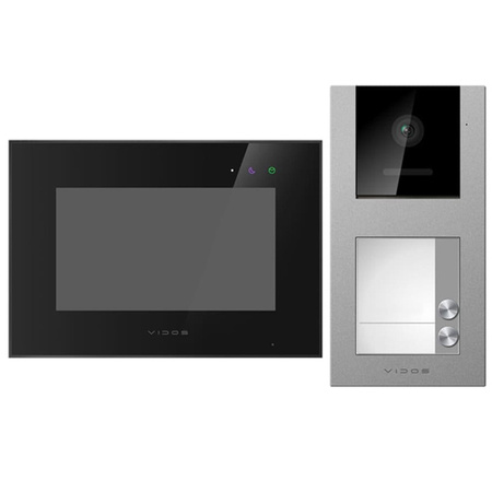 Vidos zestaw wideodomofonowy z serii Vidos X monitor M10B-X z wbudowanym WiFi + dwuabonentowa stacja bramowa S11-2  z wbudowanym czytnikiem zbliżeniowym