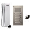 Commax Domofon wielorodzinny zestaw domofonowy stacja bramowa z czytnikiem RFID dla sześciu abonentów DR-6UM/RFID + 6 unifonów DP-SS