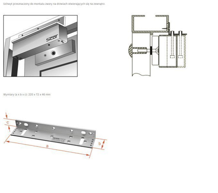Scot BK-1200WL uchwyt montażowy typu "L" do drzwi otwieranych na zewnątrz