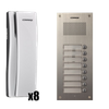 Commax Domofon wielorodzinny zestaw domofonowy stacja bramowa dla ośmiu abonentów DR-8UM + 8 unifonów DP-SS