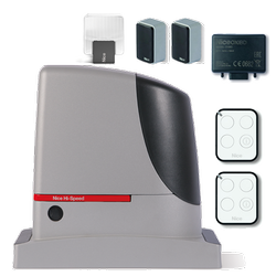 Nice RUN 400HS HI-SPEED zestaw automatyki 24V do bram przesuwnych o ciężarze do 400kg, zestaw z dwoma pilotami i lampą
