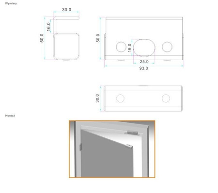 Scot EBB-1300U Uchwyt do montażu elektrozamka na drzwiach szklanych