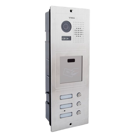 Vidos S603A-2 trzyabonentowa stacja bramowa z wbudowanym czytnikiem RFID