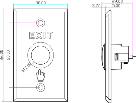 Scot BT-1A metalowy przycisk zwalniający drzwi podtynkowy