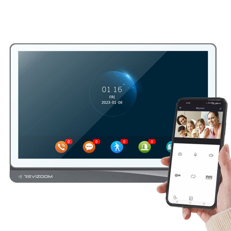 REVIZOOM RM-T404HDI WHITE dotykowy monitor 10" głośnomówiący z wbudowanym WiFi oraz modułem pamięci