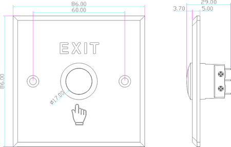 Scot BT-1B metalowy przycisk zwalniający drzwi podtynkowy