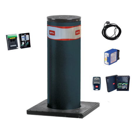BFT PILLAR B 275/800.6C L zestaw zapory drogowej 230V, oświetlenie LED, średnica cylindra 275 mm, wysokość 800 mm zestaw z pętlą indukcyjną i zasilaniem awaryjnym