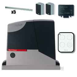 Nice Robus250HS zestaw automatyki 24V do bram przesuwnych o wadze do 250kg, wersja HI-SPEED zestaw z listwą zębatą