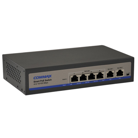 Commax CIOT-H4L2 6-portowy switch PoE przeznaczony do zasilania urządzeń IP